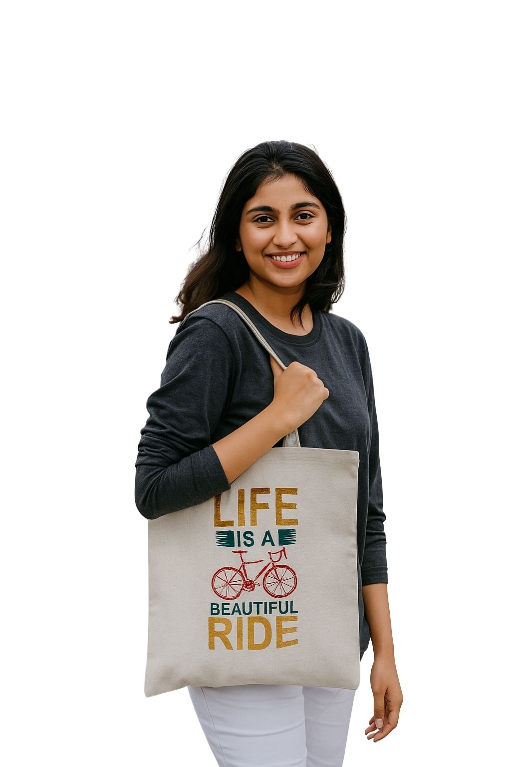 White Cotton Tote Bag For Women