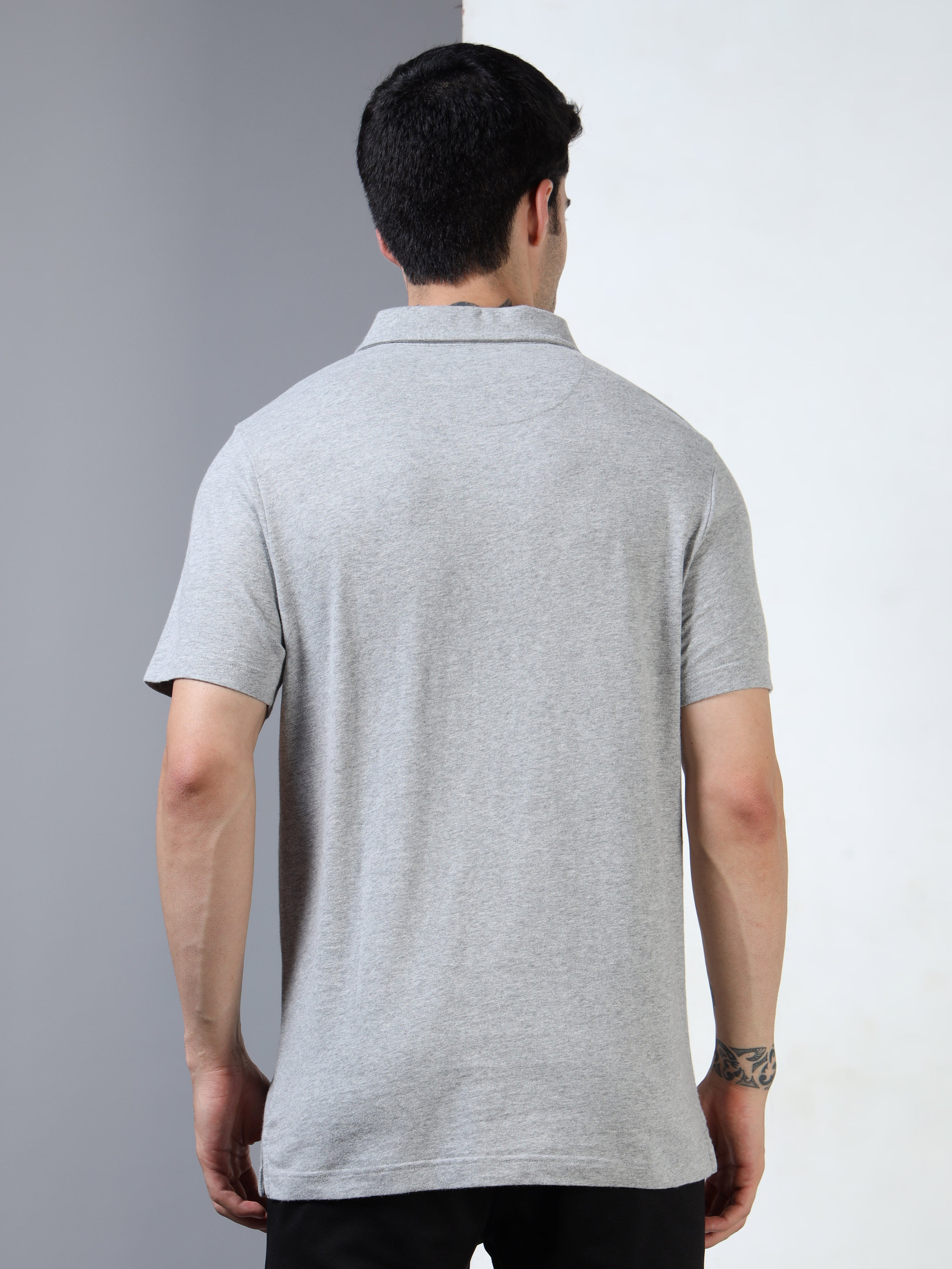 Melange cotton Self Craft Polo Tee for Men
