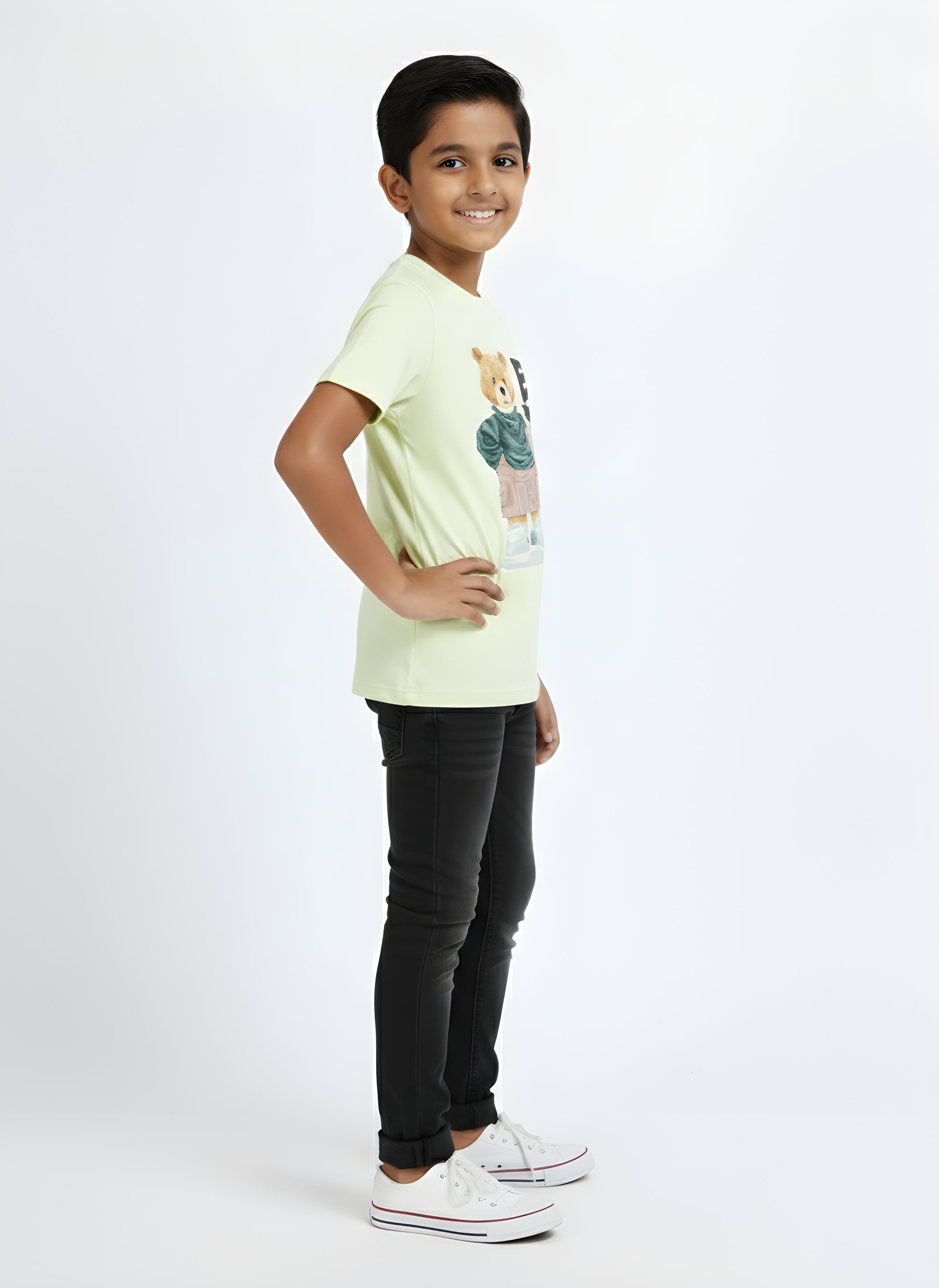 Yellow Kids  100% Cotton Crew Neck Boy's T Shirt