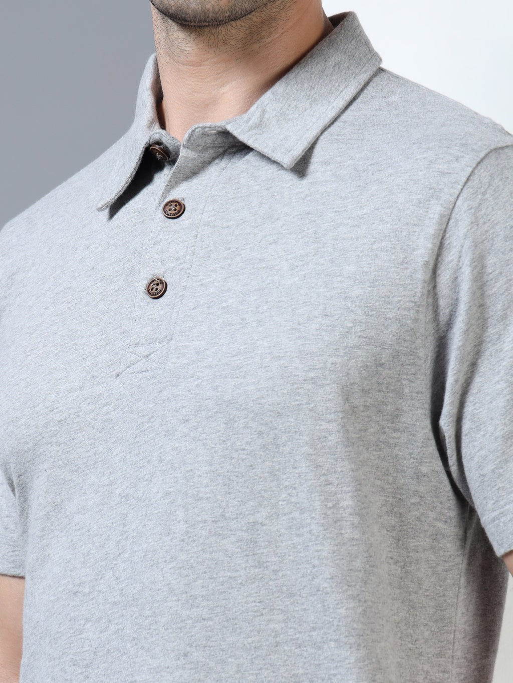 Melange cotton Self Craft Polo Tee for Men