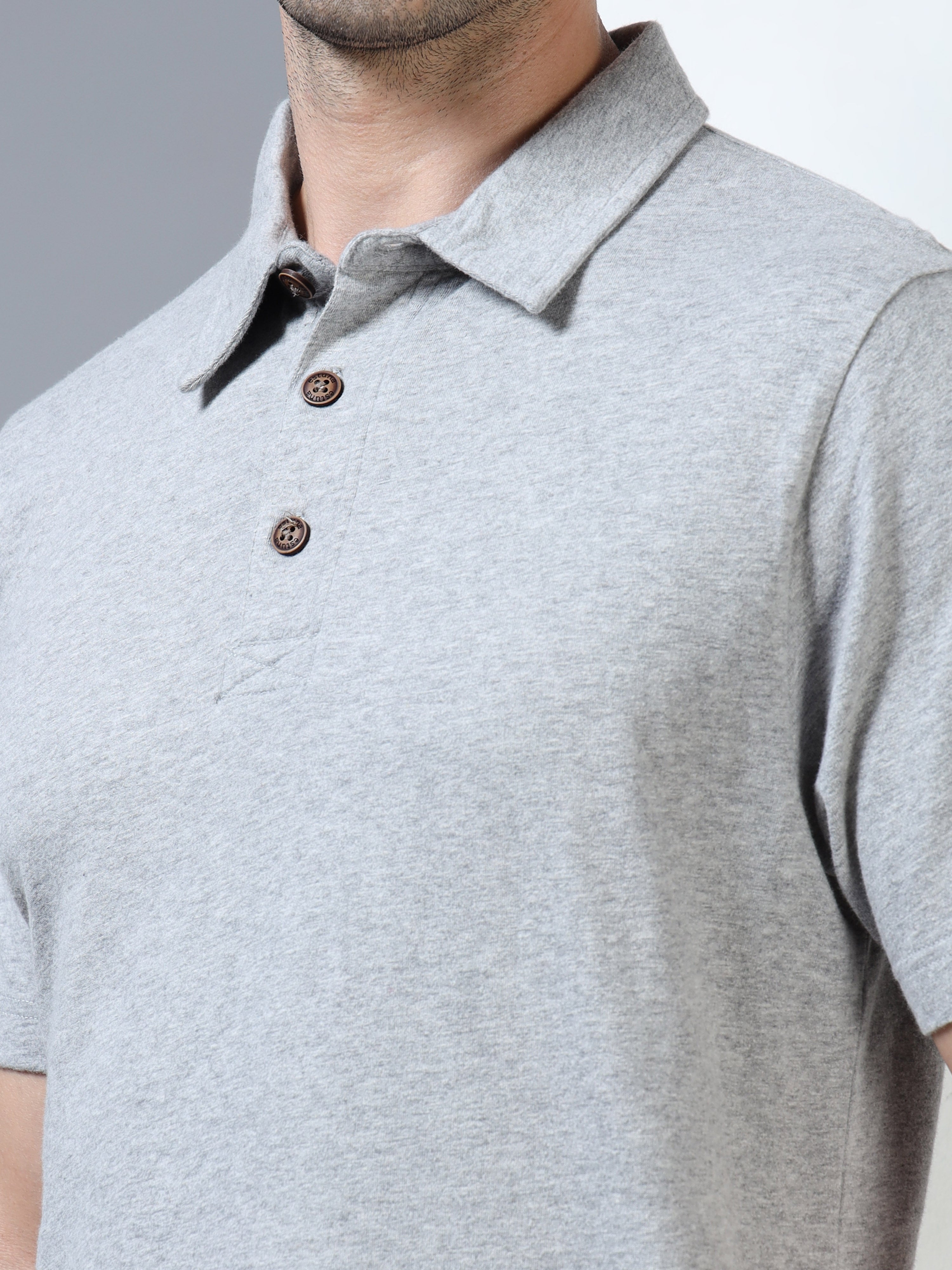 Melange cotton Self Craft Polo Tee for Men