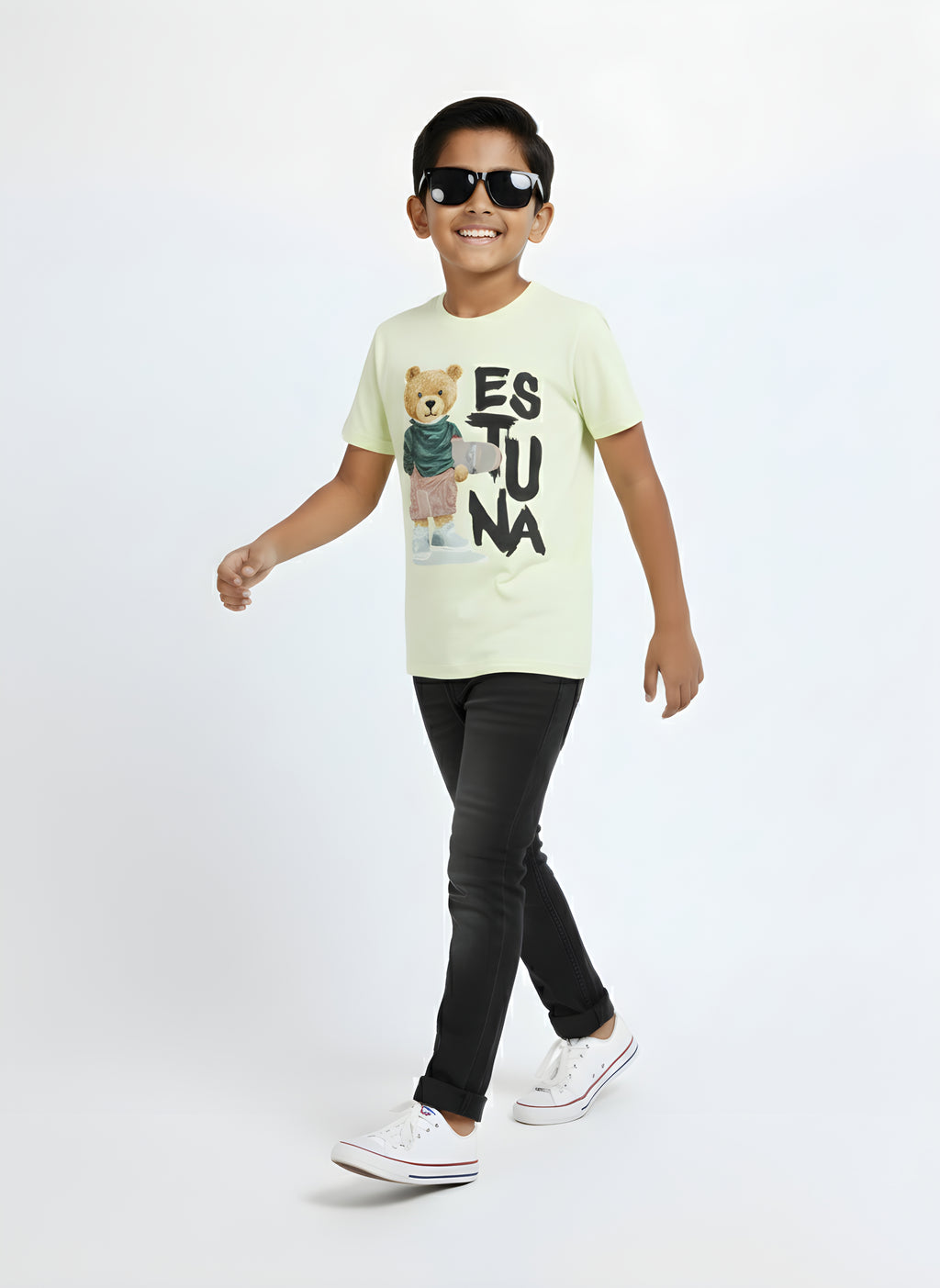 Yellow Kids  100% Cotton Crew Neck Boy's T Shirt