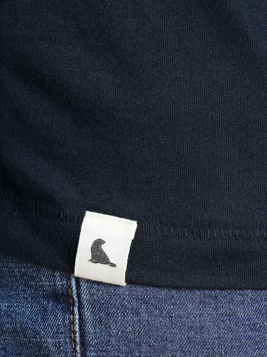 Navy Blue Cotton Crew Neck Printed T-Shirt For Men