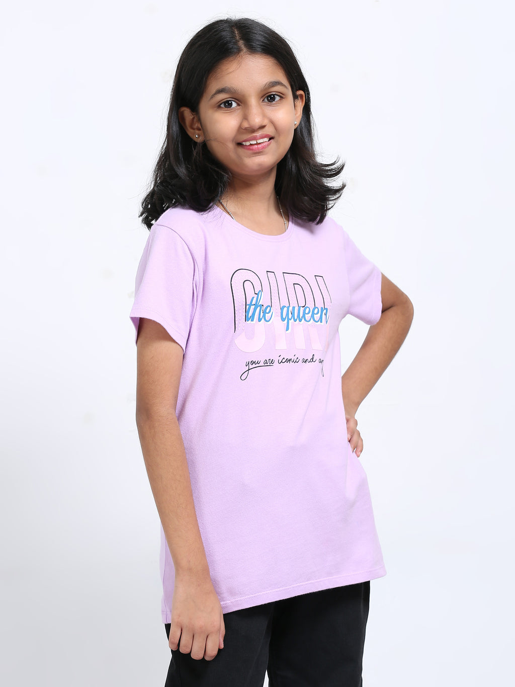Lilac 100% Cotton Crew Neck Girl's T Shirt