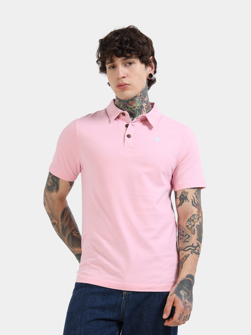 Light Pink Self Craft Polo Tee for Men