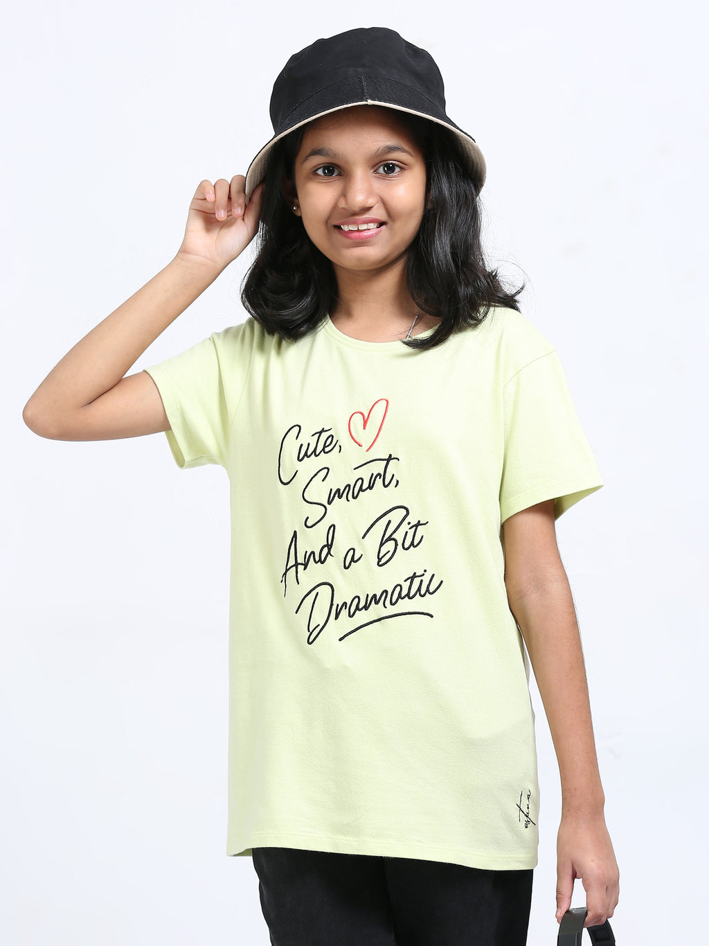 Yellow Kids 100% Cotton Crew Neck Girl's T Shirt