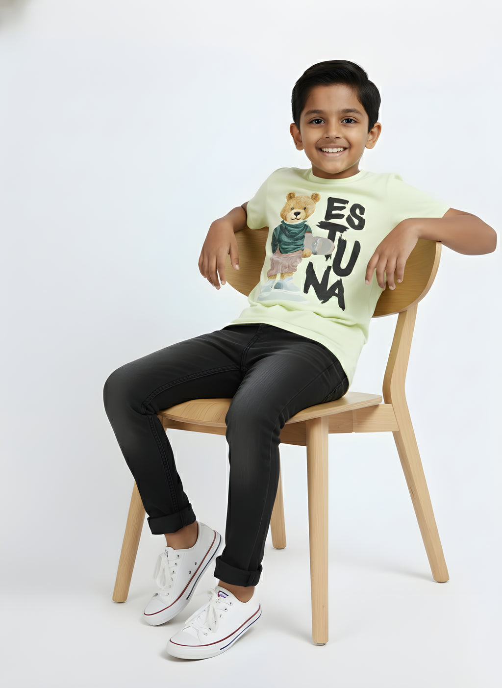 Yellow Kids  100% Cotton Crew Neck Boy's T Shirt