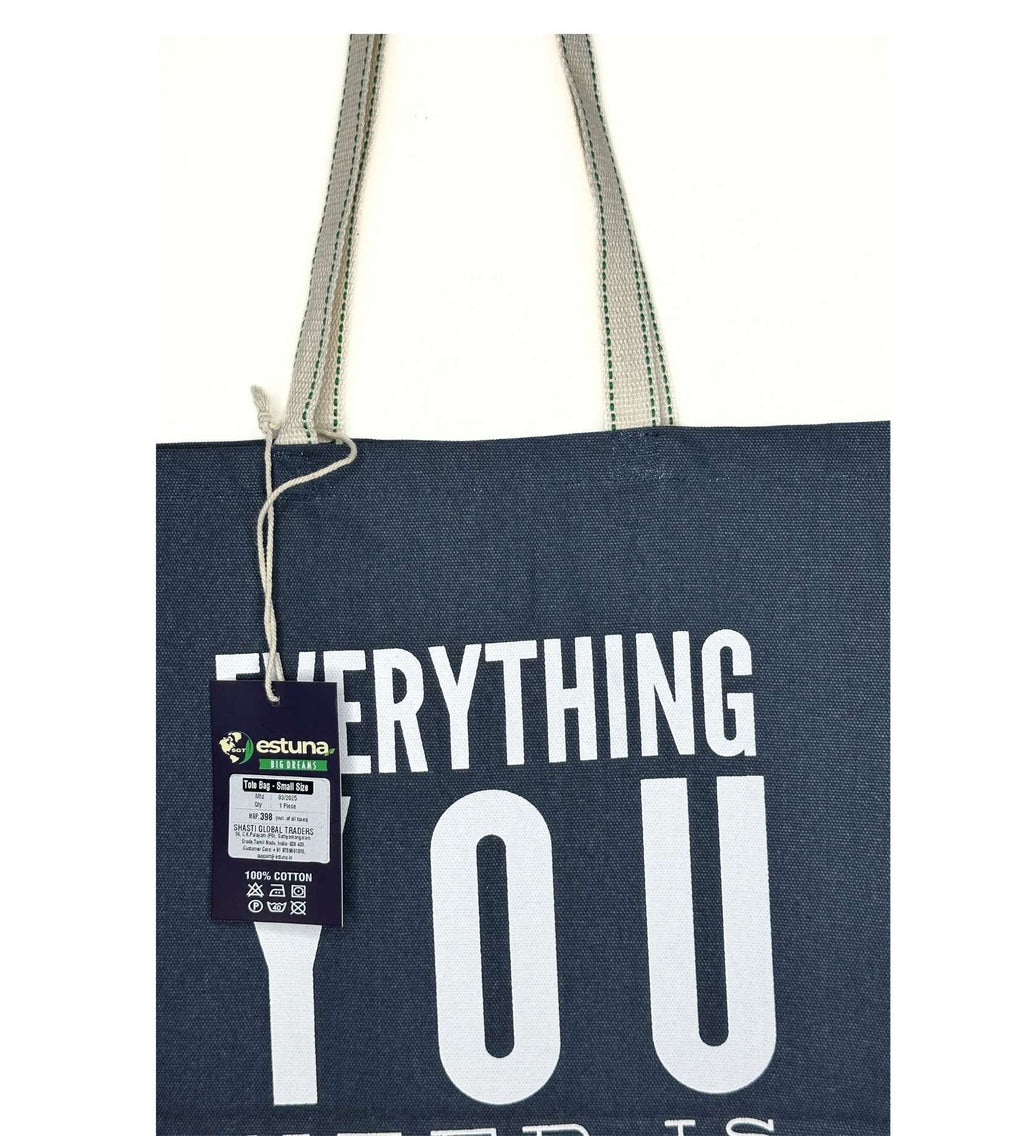 Blue Cotton Tote Bag For Women
