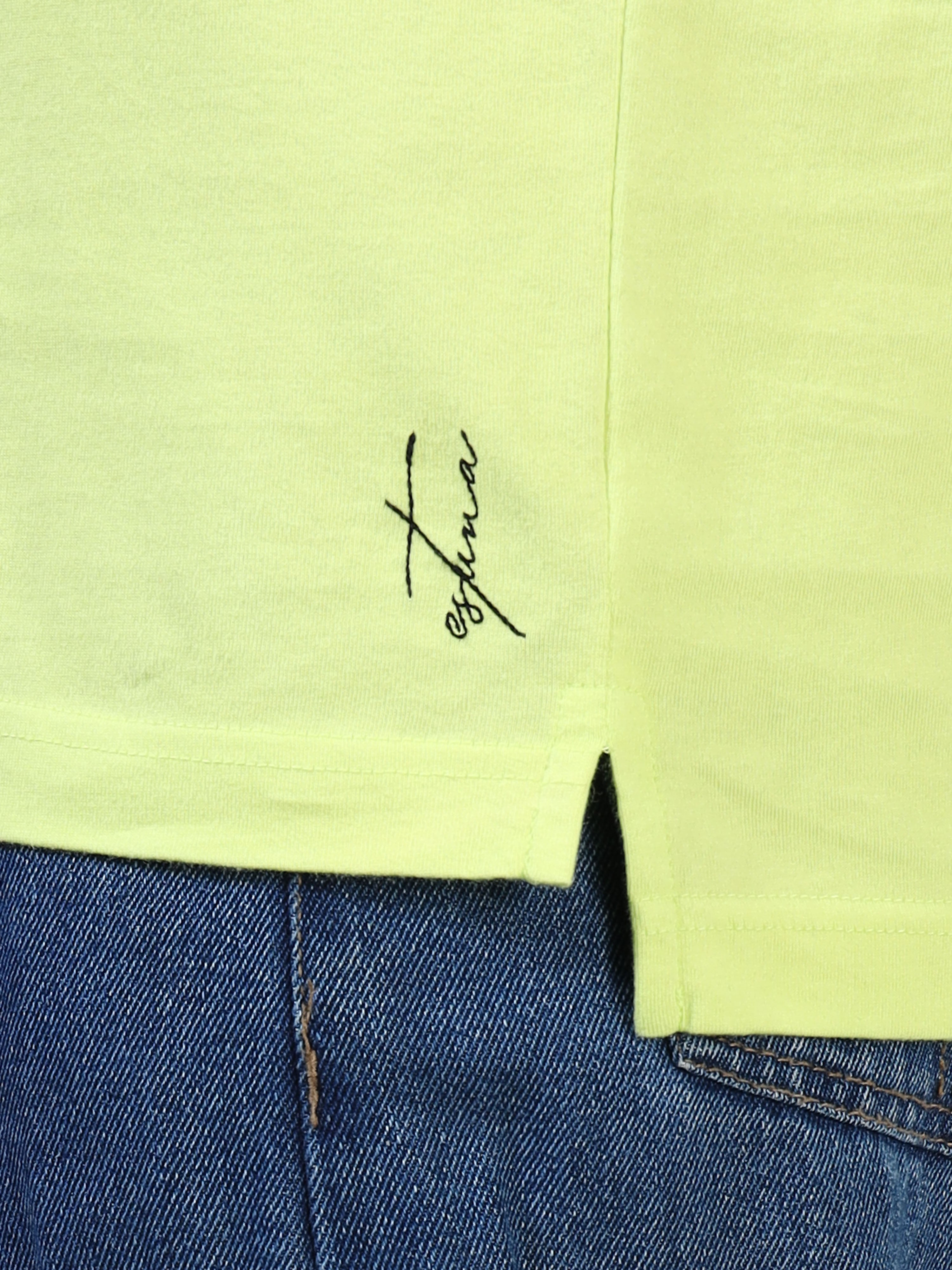Lime Cotton Self Craft Polo Tee for Men