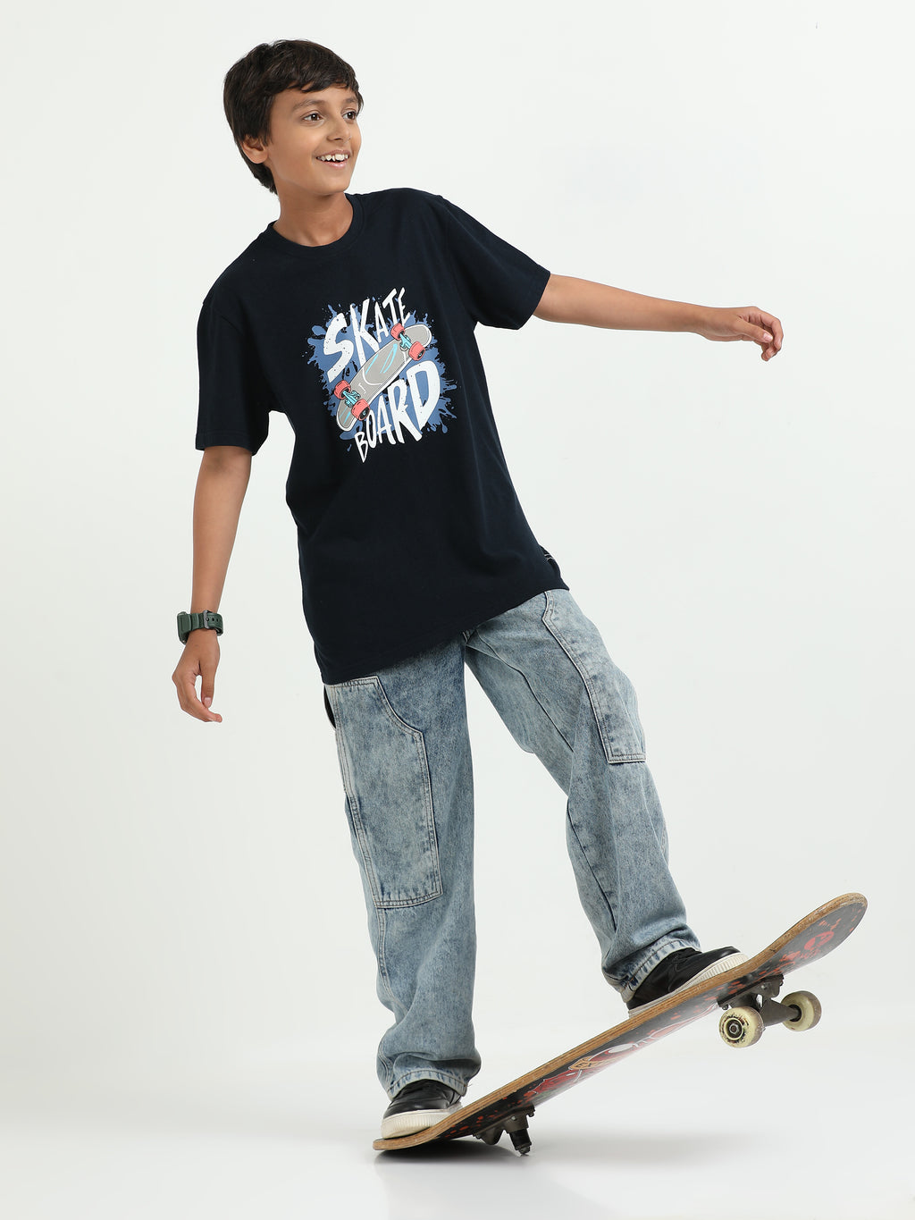 Navy 100% Cotton Crew Neck Boy's T Shirt