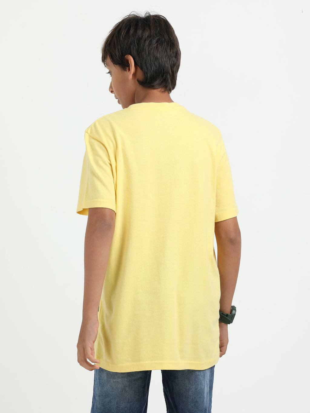 Yellow 100% Cotton Crew Neck Boy's T Shirt