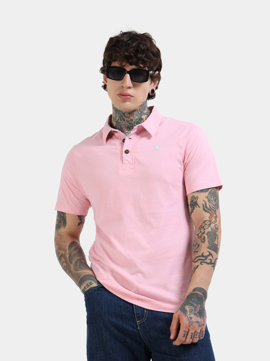 Light Pink Self Craft Polo Tee for Men