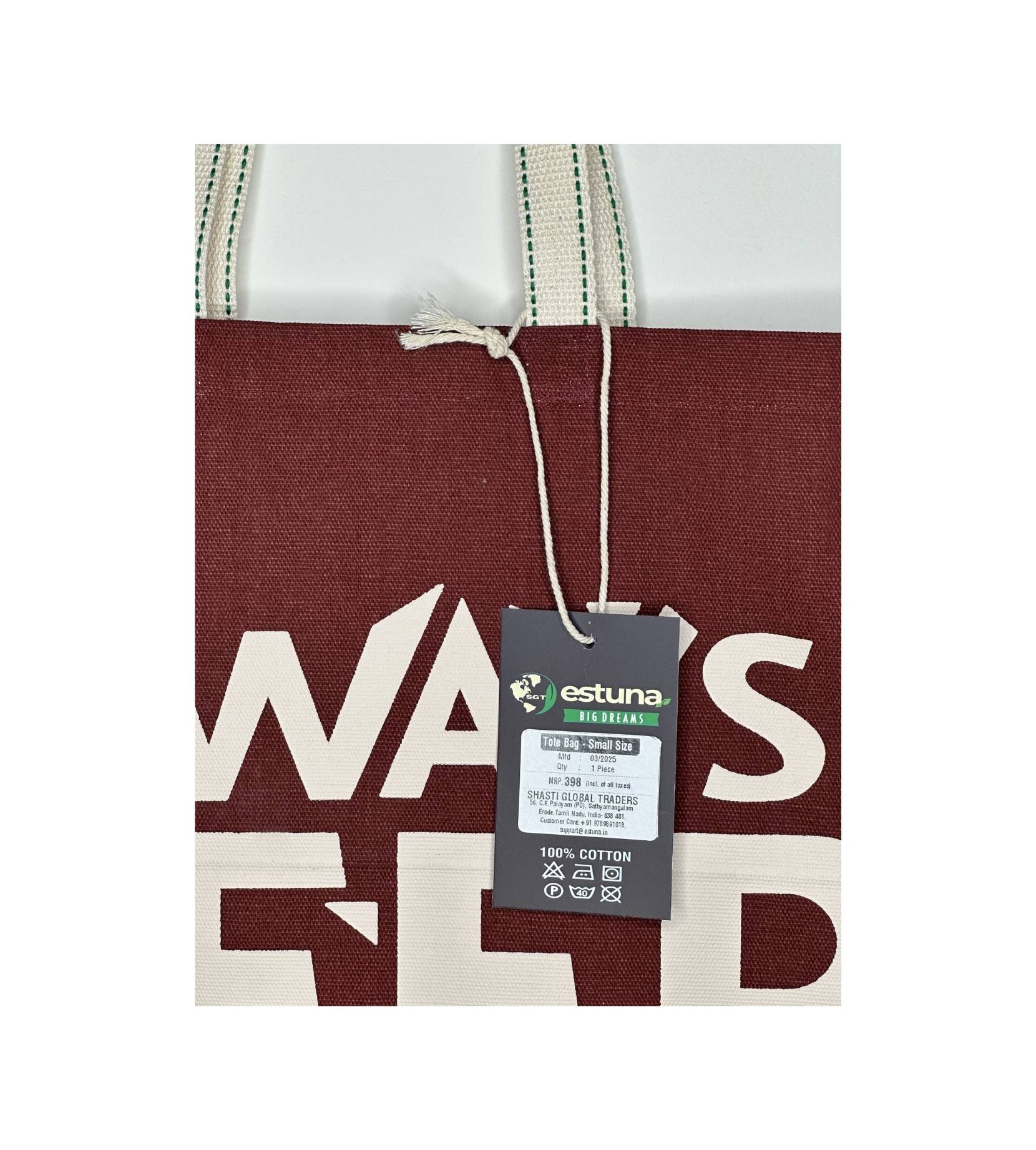 Maroon Cotton Tote Bag For Women
