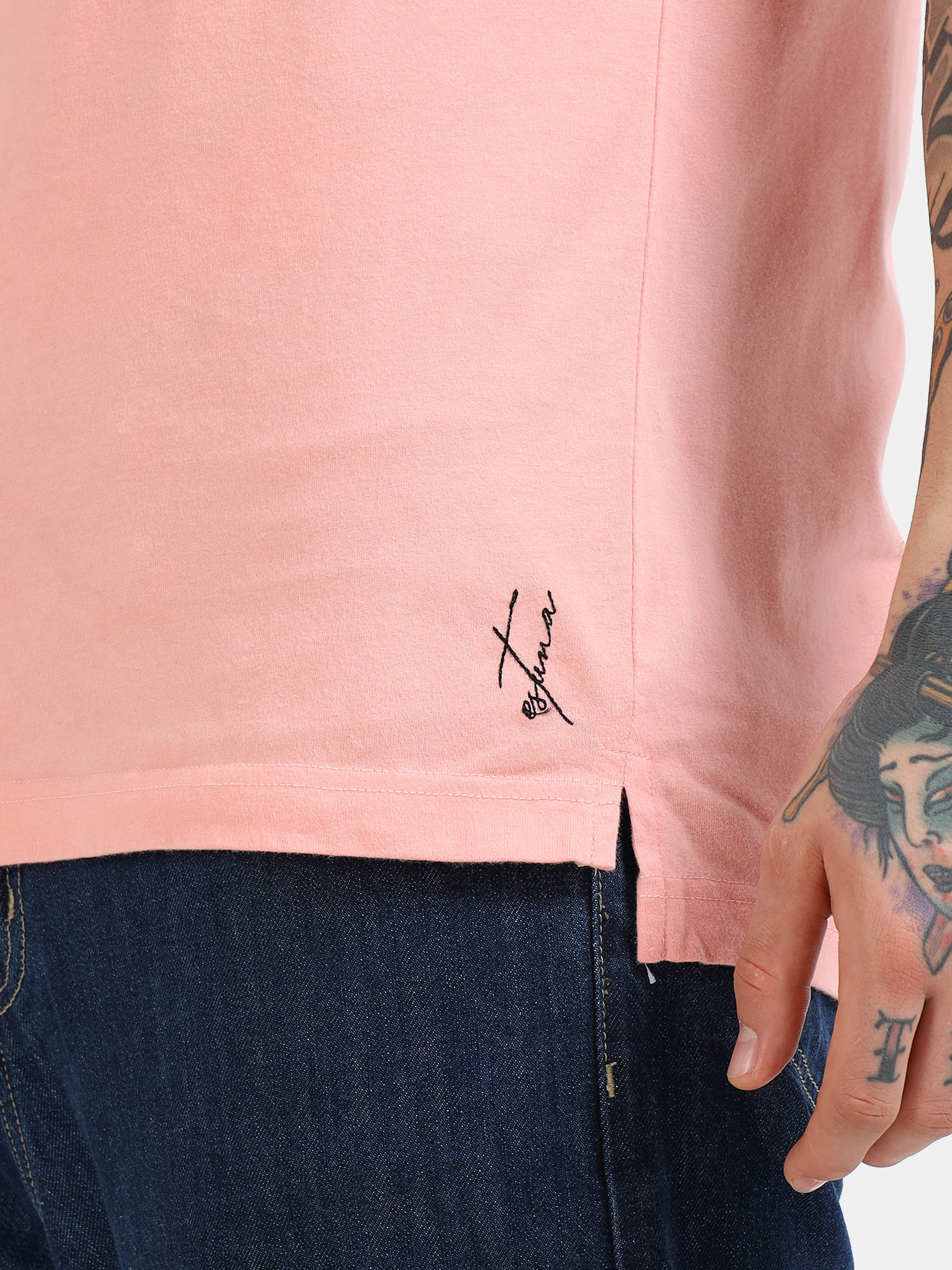 Peach Self Craft Polo Tee for Men