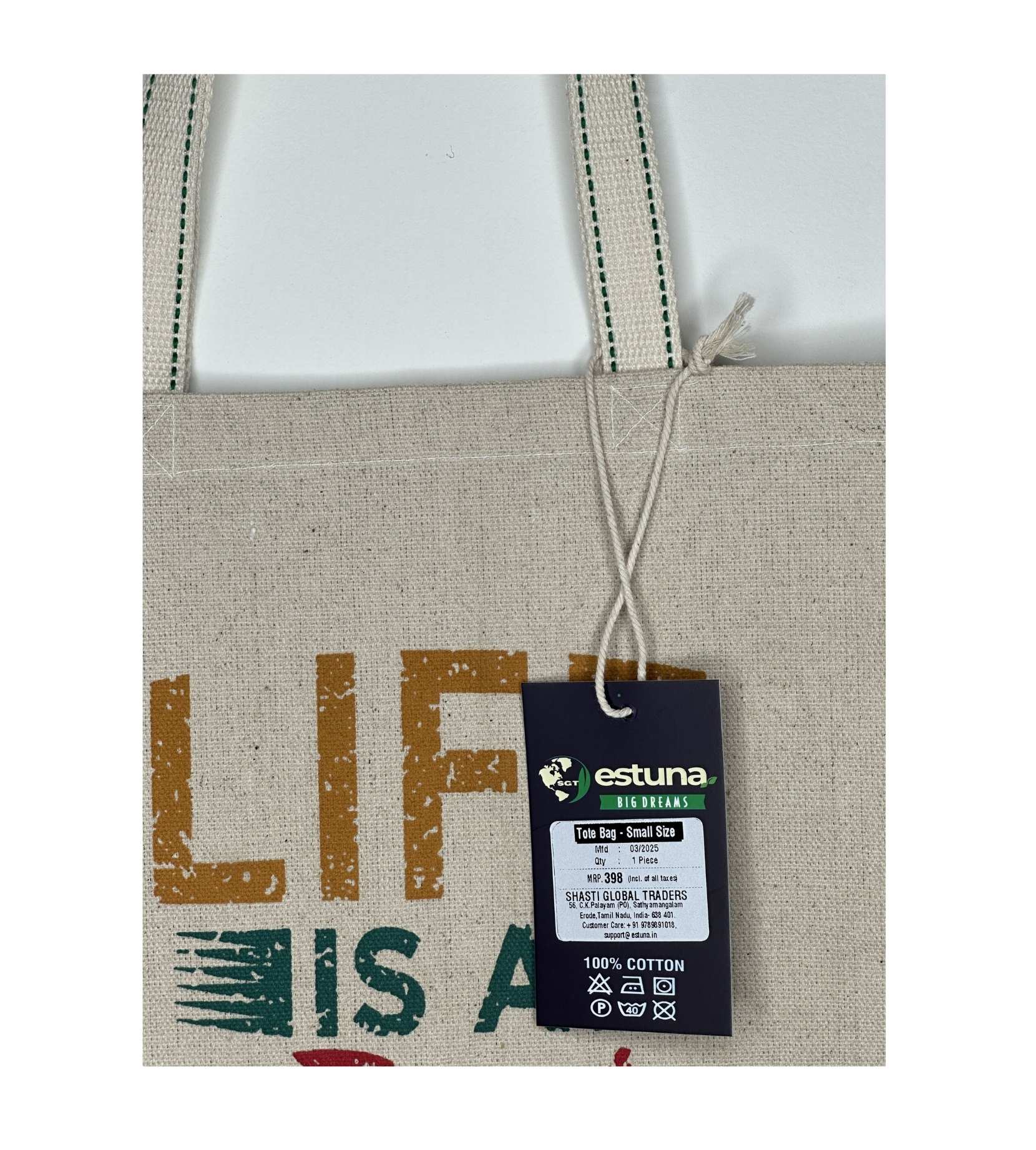 White Cotton Tote Bag For Women