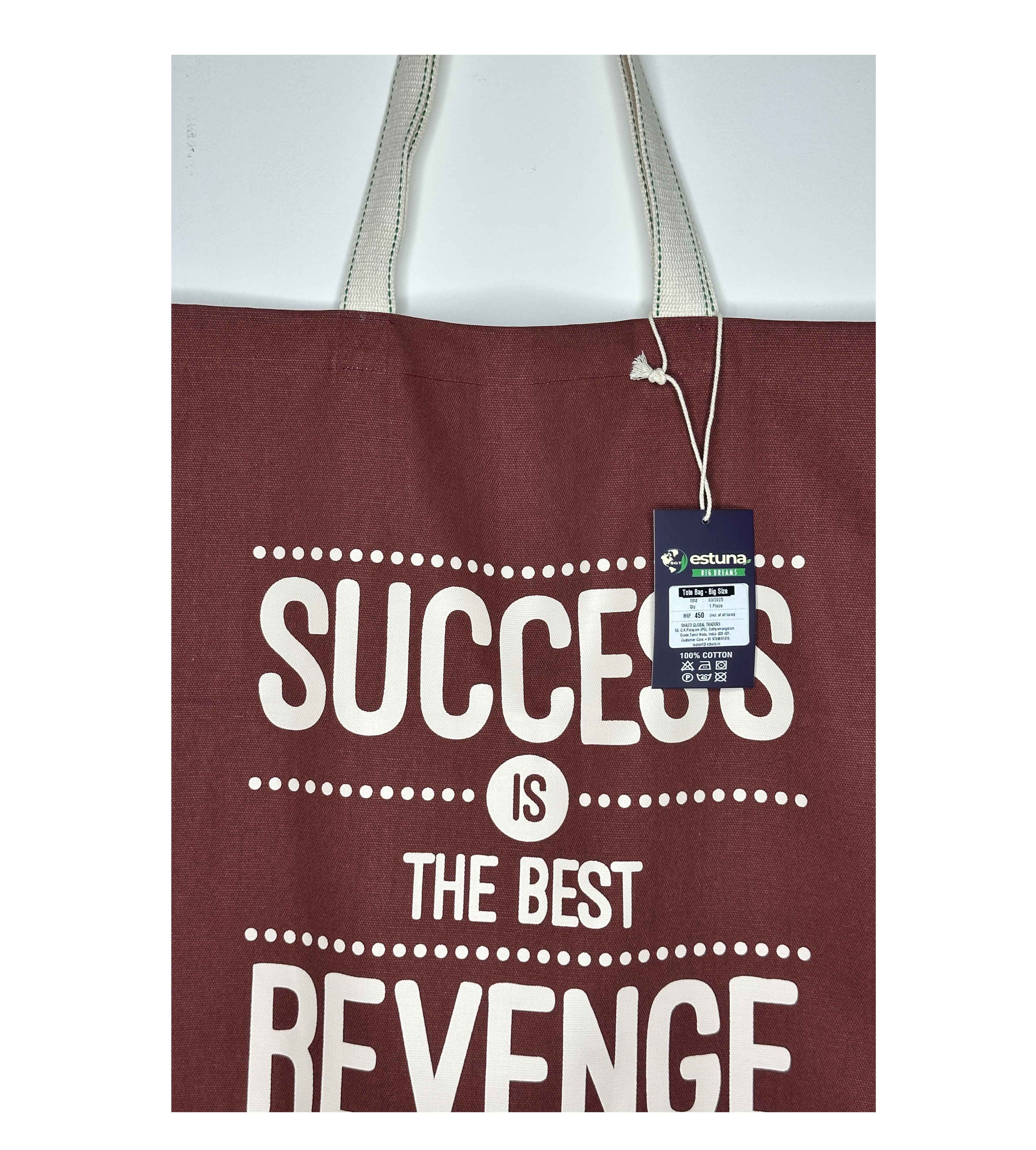 Maroon Cotton Tote Bag For Women