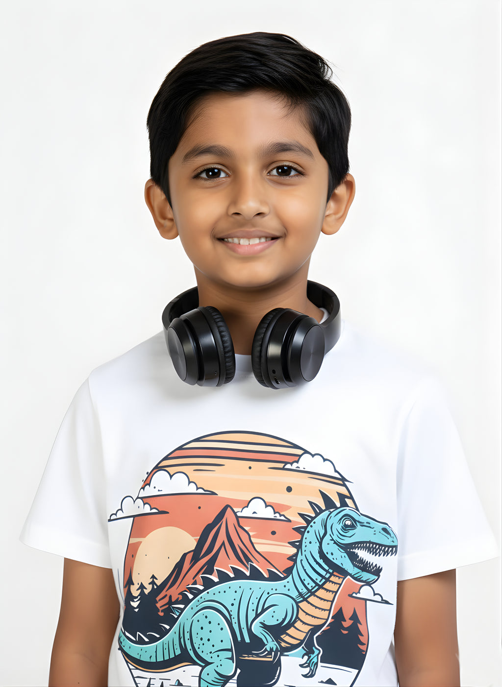 White 100% Cotton Crew Neck Boy's T Shirt