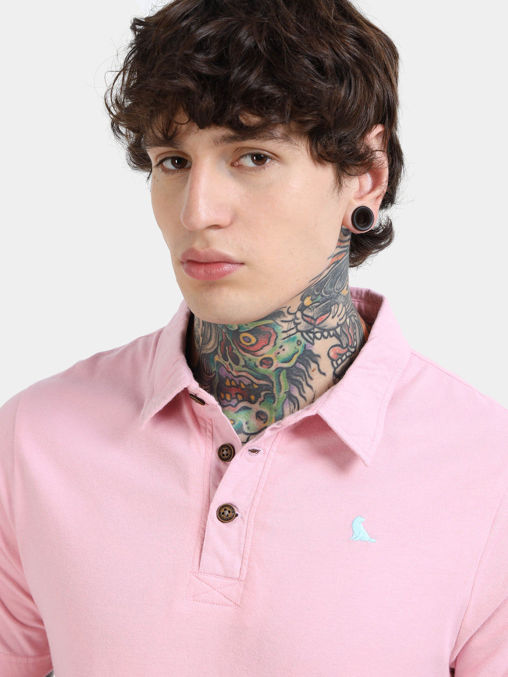Light Pink Self Craft Polo Tee for Men