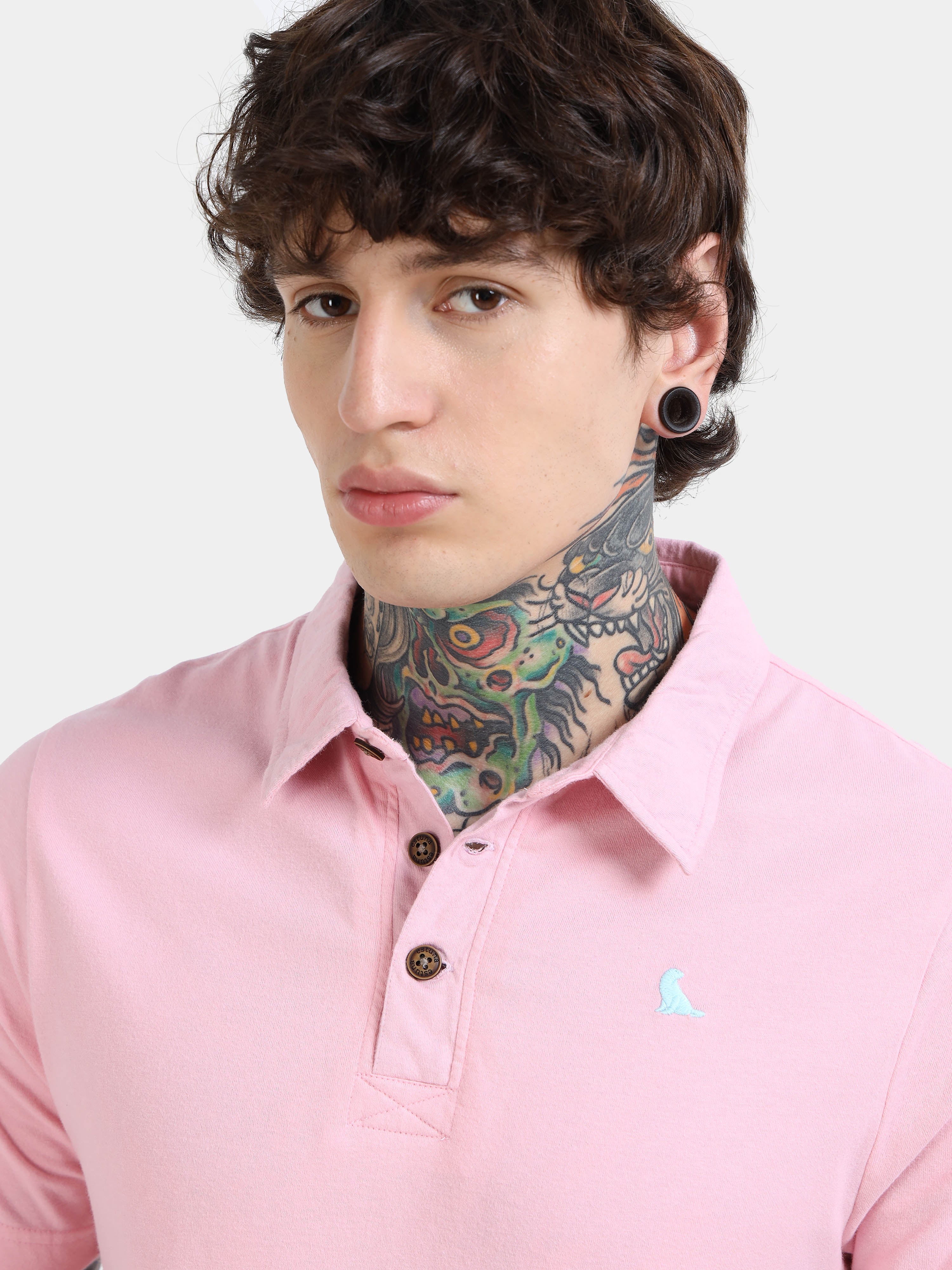 Light Pink Self Craft Polo Tee for Men
