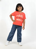 Coral 100% Cotton Crew Neck Girl's T Shirt