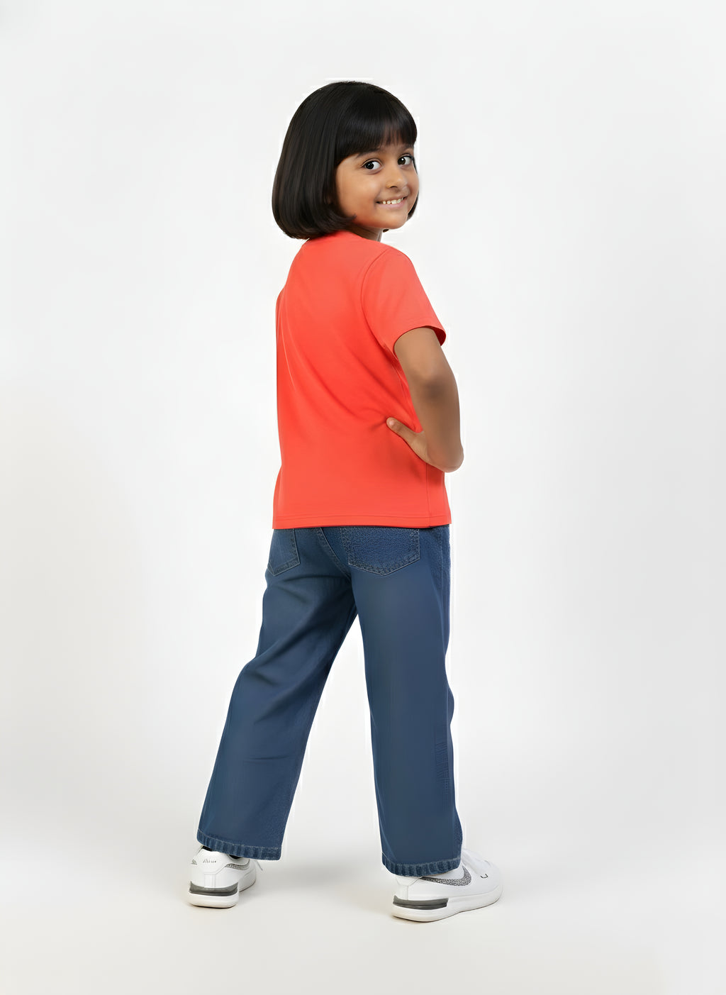 Coral 100% Cotton Crew Neck Girl's T Shirt