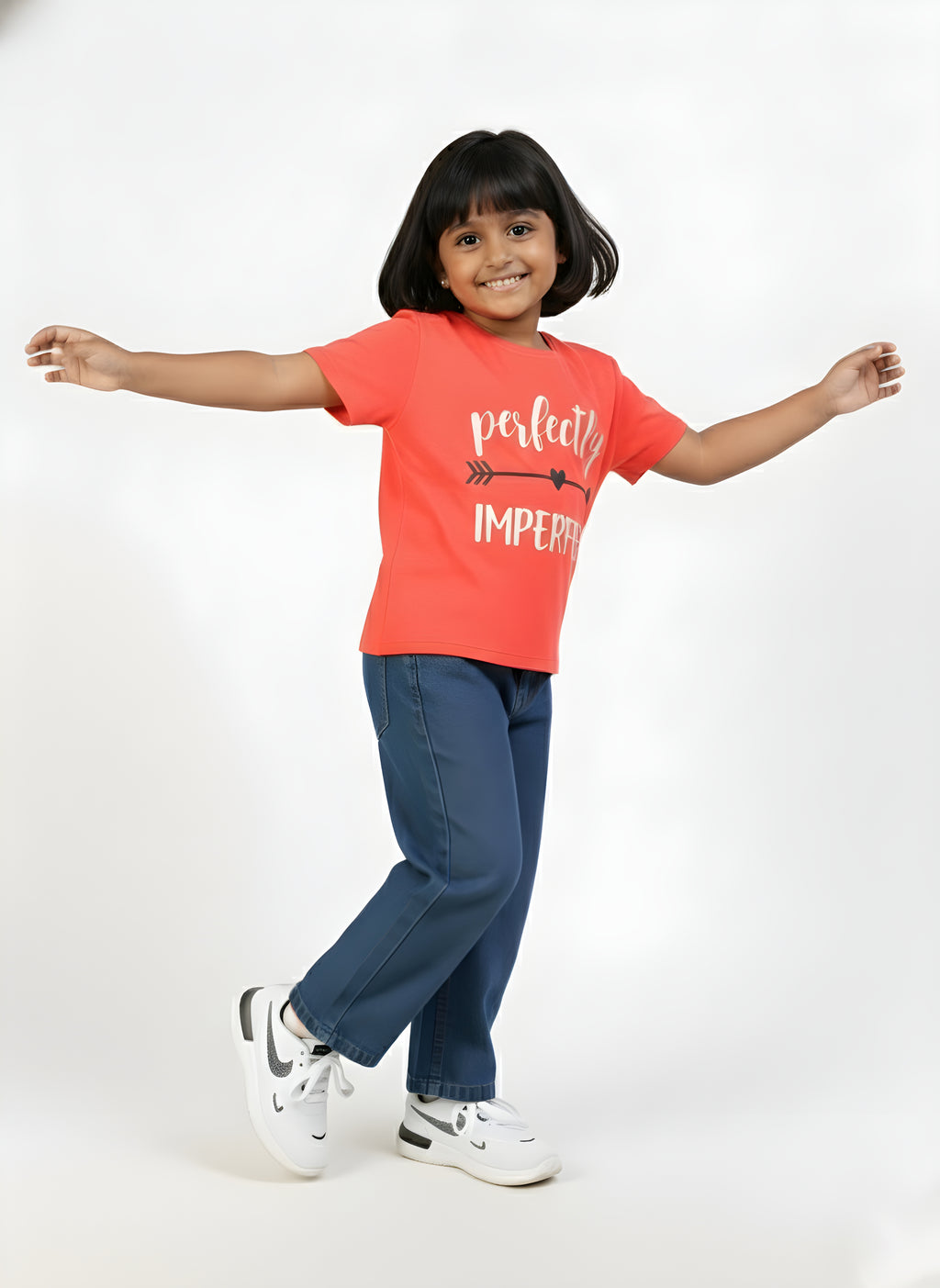 Coral 100% Cotton Crew Neck Girl's T Shirt