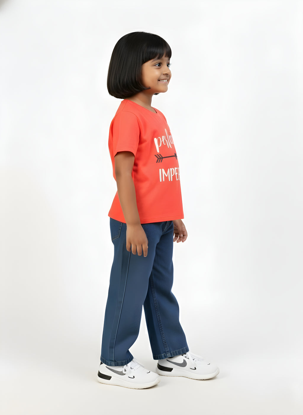 Coral 100% Cotton Crew Neck Girl's T Shirt