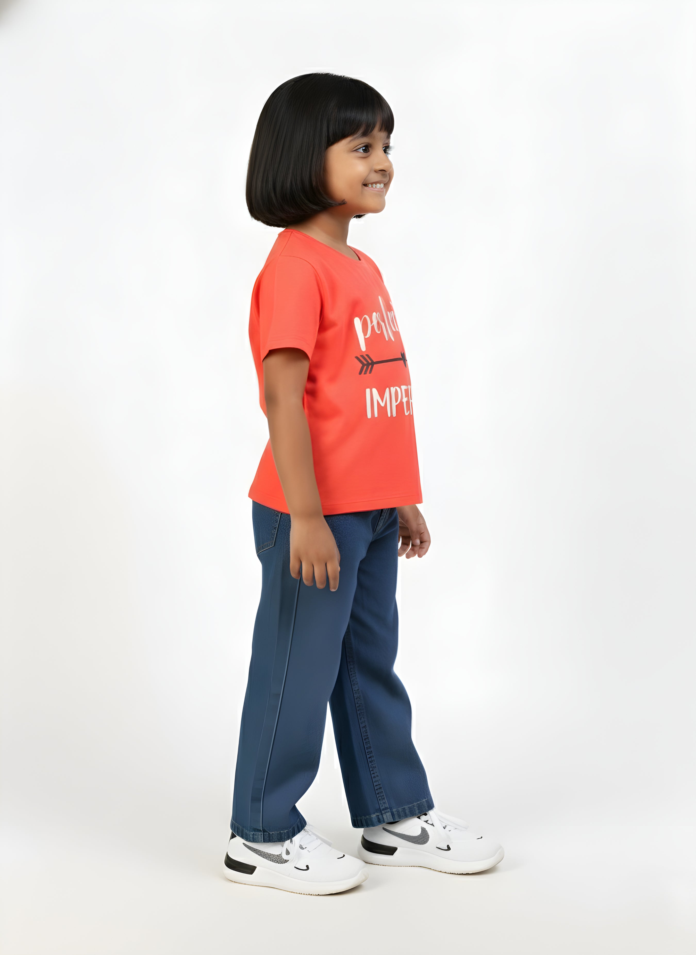 Coral 100% Cotton Crew Neck Girl's T Shirt