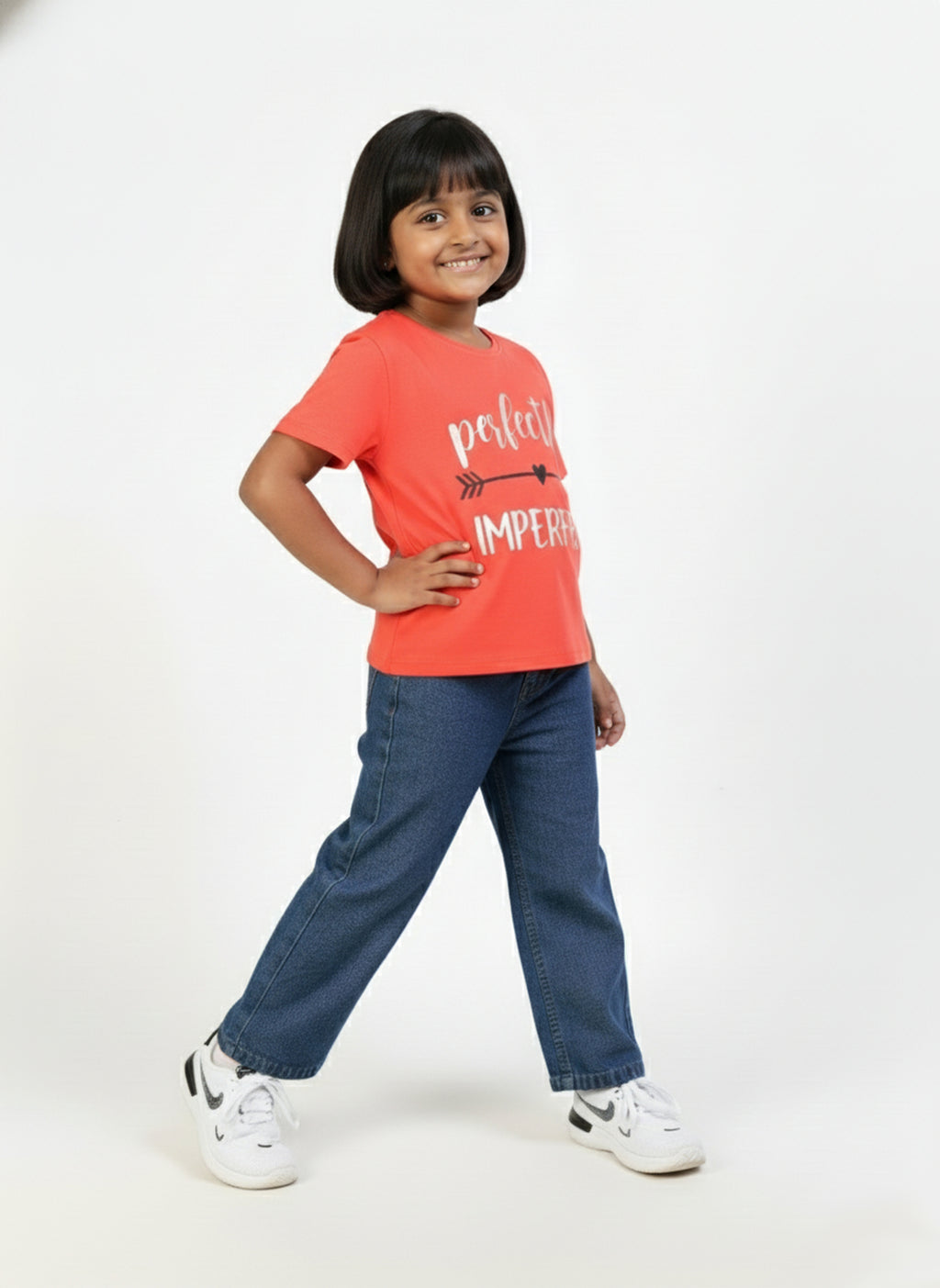 Coral 100% Cotton Crew Neck Girl's T Shirt