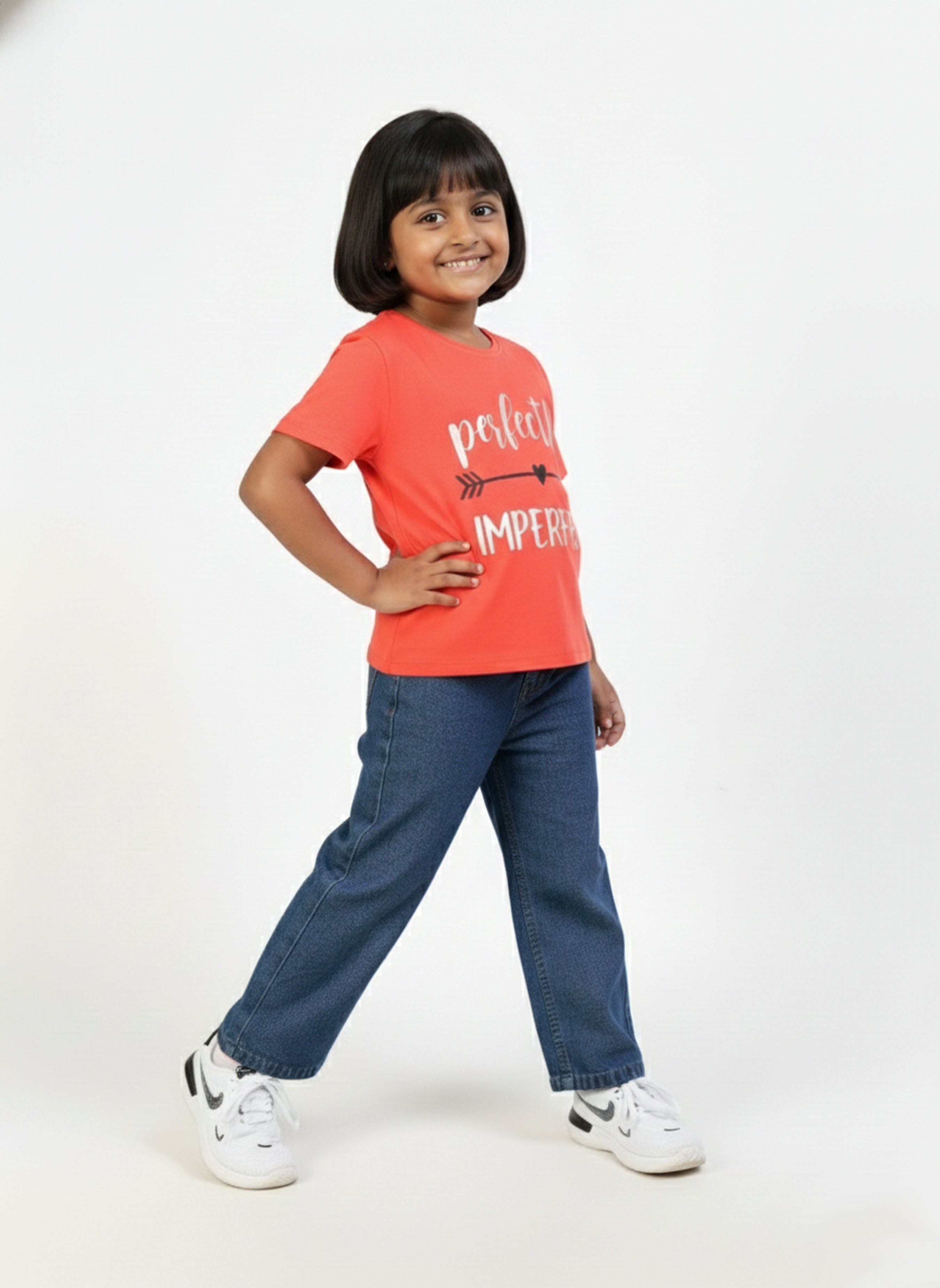 Coral 100% Cotton Crew Neck Girl's T Shirt